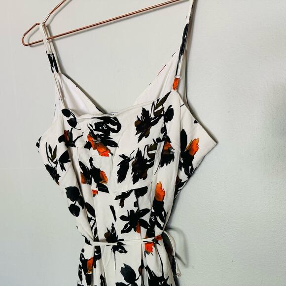 DEREK LAM White Floral Print Camisole Button Front Waist Tie Midi Dress Size 12 - Picture 10 of 16